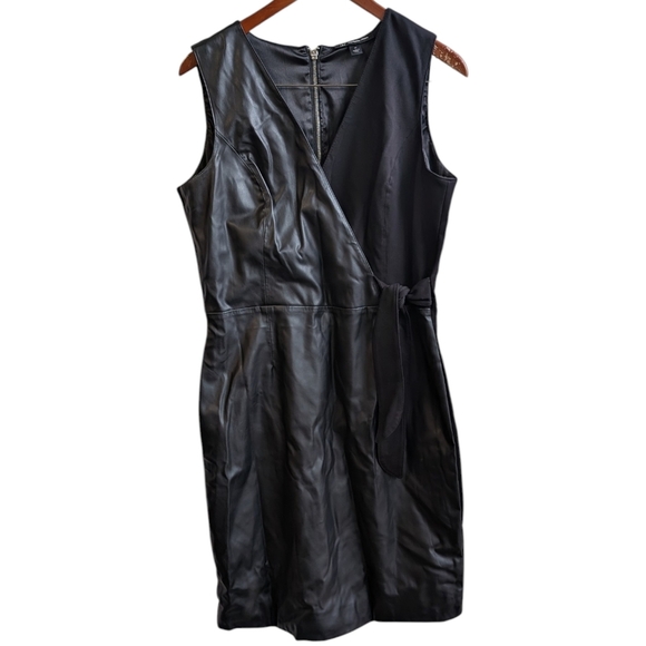 INC International Concepts Dresses & Skirts - INC International Concepts Black Faux Leather Wrap Dress Size 12
